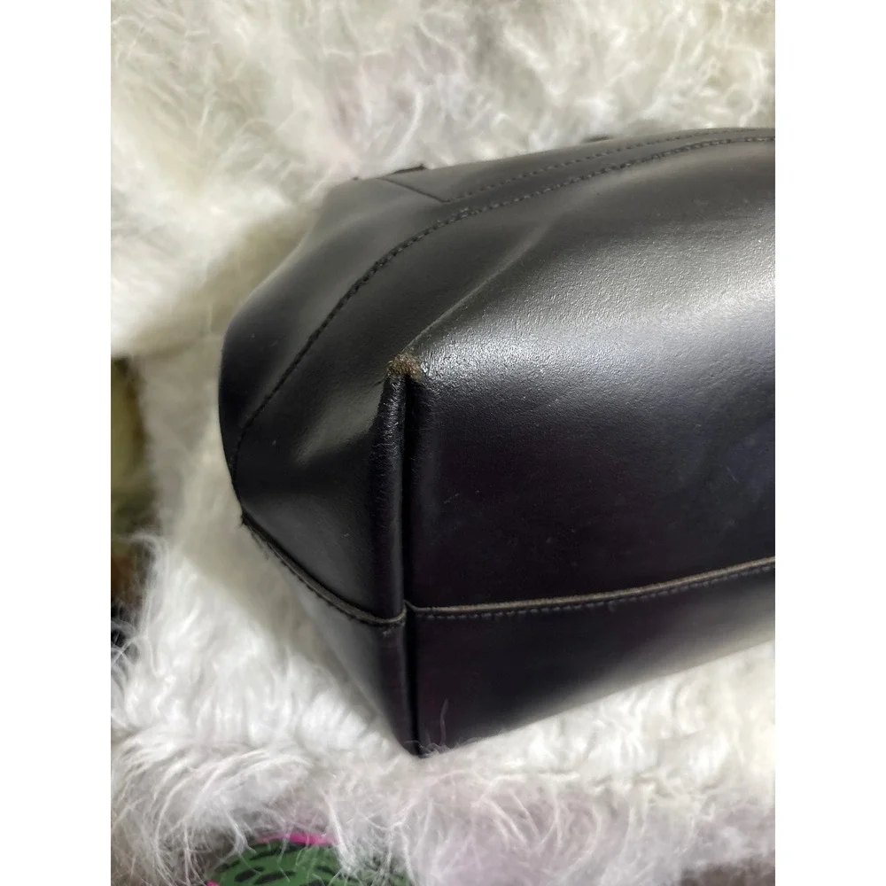 j CrewMinimalist Black Leather Tote Bag Double Strap Shoulder Bag Tie Classic